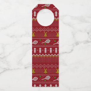Étiquettes Pour Bouteilles Chandail de Noël de Tennis Motif tricoté Rouge Noë