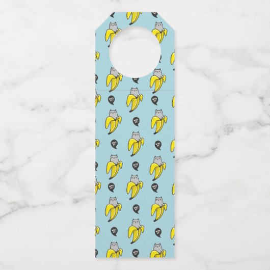 Étiquettes Pour Bouteilles Chat dans une banane (Devant)