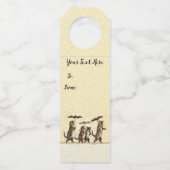 Étiquettes Pour Bouteilles Chats avec chatons marchant debout dans un paraplu (Devant)