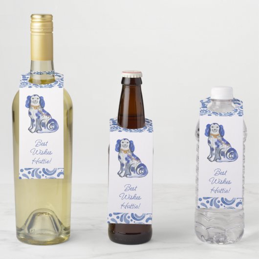 Étiquettes Pour Bouteilles Chiens de Staffordshire aquarelle (En situation)