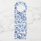 Étiquettes Pour Bouteilles Chinoiserie Aquarelle Bleu Héron Oiseau (Dos)