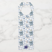 Étiquettes Pour Bouteilles Chinoiserie bleue et blanche Noël Père Noël (Dos)