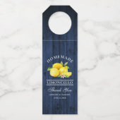 Étiquettes Pour Bouteilles Citrons Bleu Bois Limoncello Merci (Devant)