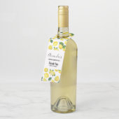 Étiquettes Pour Bouteilles Citrons jaunes Motif de fruits à l'aquarelle Merci (Incliné)