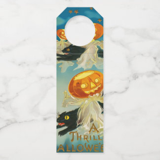 Étiquettes Pour Bouteilles Citrouilles fantômes et chats noirs d'Halloween vi