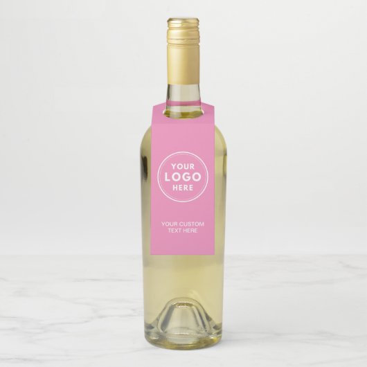 Étiquettes Pour Bouteilles Code QR simple texte de logo rose (Sur bouteille)