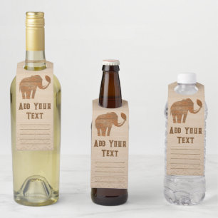 Étiquettes Pour Bouteilles Conception d'art tribal d'éléphant