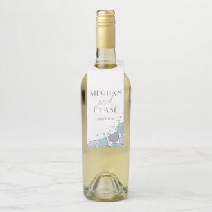 Étiquettes Pour Bouteilles Coquillages de plage modernes lilas et bleu poussi