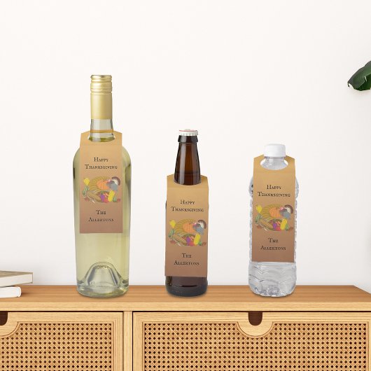 Étiquettes Pour Bouteilles Corne d'abondance de Thanksgiving
