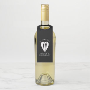 Étiquettes Pour Bouteilles Costume de mariage noir et cravate pour la demande