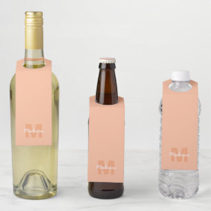 Étiquettes Pour Bouteilles Couleur pêche pastel cool avec nom de monogramme p