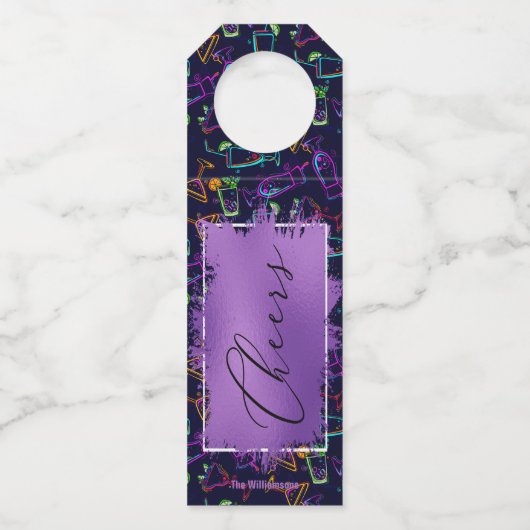 Étiquettes Pour Bouteilles COULEURS sur Cocktails Neon (Devant)