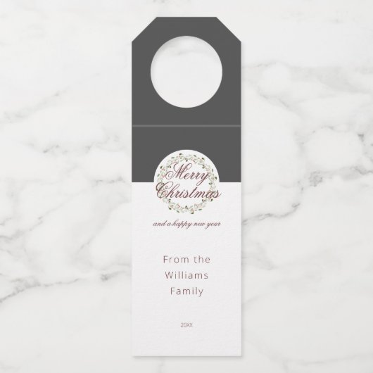 Étiquettes Pour Bouteilles Courbe d'aquarelle de Noël Fer noir blanc (Devant)