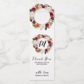 Étiquettes Pour Bouteilles Couronne de fleurs violet foncé et blanc - Merci (Devant)