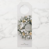 Étiquettes Pour Bouteilles Couronne de Noël en pin enneigé (Devant)