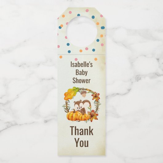 Étiquettes Pour Bouteilles Couronne rustique d'écureuil et de citrouilles Mer (Devant)