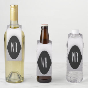 Étiquettes Pour Bouteilles Création de monogramme moderne noir et blanc éléga