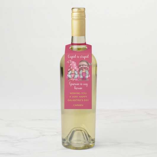 Étiquettes Pour Bouteilles Cupid est stupide fille gnomes galantine (Sur bouteille)