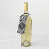 Étiquettes Pour Bouteilles Damier argent élégant (Incliné)