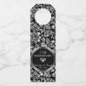 Étiquettes Pour Bouteilles Damier argent élégant (Dos)