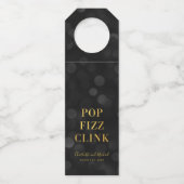 Étiquettes Pour Bouteilles Dark Bokeh Faux Gold Pop Fizz Clink (Dos)