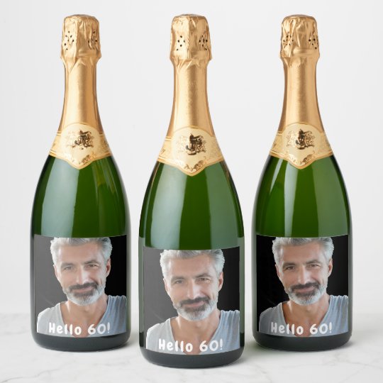 Etiquettes Pour Bouteilles De Champagne 60e Anniversaire Personnalise Photo Bonjour 60 Pou Zazzle Be