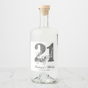 Étiquettes Pour Bouteilles De Liqueur 21 et juridique Parties scintillant Argent Faux