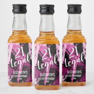 Étiquettes Pour Bouteilles De Liqueur 21 et Legal Pink Black Camo Custom Mini