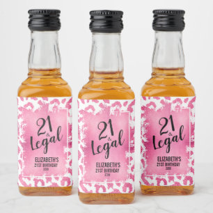 Étiquettes Pour Bouteilles De Liqueur 21 et Légal Pink Leopard Personnalisé Mini