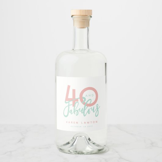 Étiquettes Pour Bouteilles De Liqueur 40 et fabuleux rose (Devant)