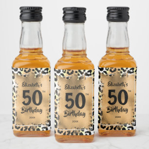 Étiquettes Pour Bouteilles De Liqueur 50e Anniversaire Leopard Mini Gold Custom