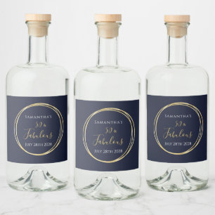 Étiquettes Pour Bouteilles De Liqueur 50e anniversaire Marine Gold 50 et Fabulous Party