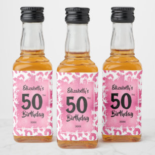 Étiquettes Pour Bouteilles De Liqueur 50e anniversaire Pink Leopard Mini
