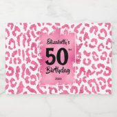 Étiquettes Pour Bouteilles De Liqueur 50e anniversaire Pink Leopard Mini (Étiquettes simples)