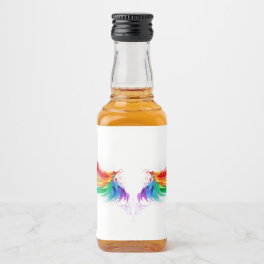 Étiquettes Pour Bouteilles De Liqueur Ailes fluffy arc-en-ciel (Devant)