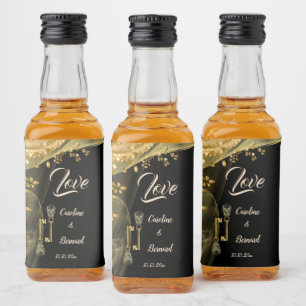 Étiquettes Pour Bouteilles De Liqueur Aimer les crânes Éffrayants d'or Mariage Halloween