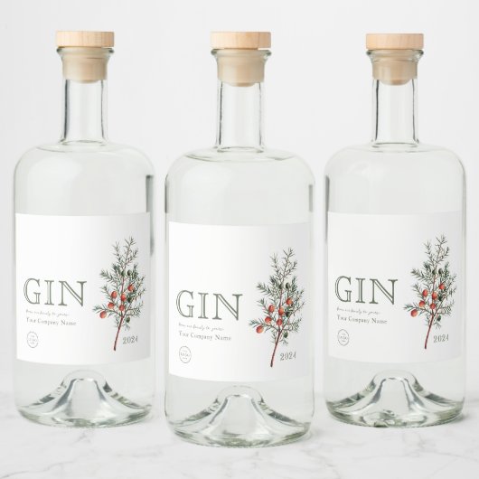 Étiquettes Pour Bouteilles De Liqueur Ajouter un logo Juniper Branch GIN personnalisé (Bouteilles)