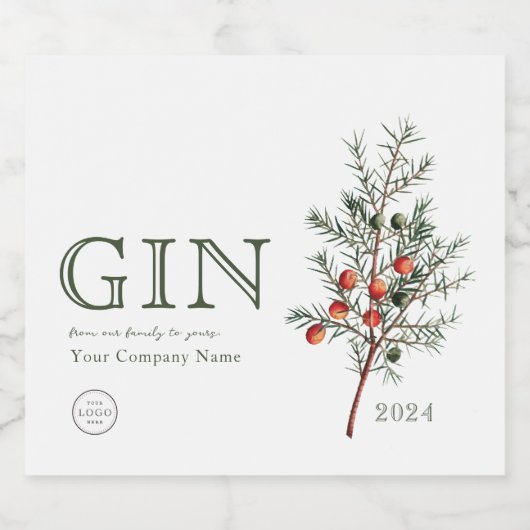 Étiquettes Pour Bouteilles De Liqueur Ajouter un logo Juniper Branch GIN personnalisé (Étiquettes simples)