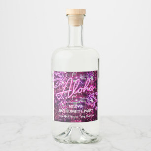 Étiquettes Pour Bouteilles De Liqueur Aloha Tropical Disco Bachelorette Party Neon