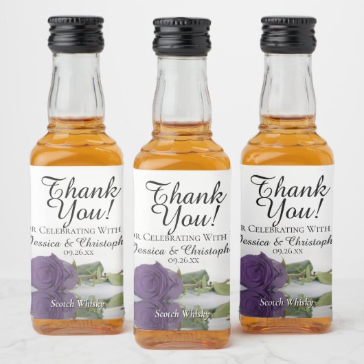 Étiquettes Pour Bouteilles De Liqueur Amethyst violet Rose Classé Mariage Merci Mini (Bouteilles)