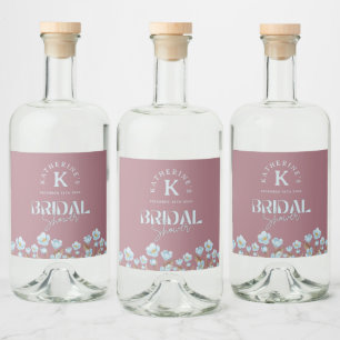 Étiquettes Pour Bouteilles De Liqueur Aquarelle bleu vintage Fête des mariées florale