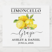 Étiquettes Pour Bouteilles De Liqueur Aquarelle Citrons Limoncello Mariage Grazie (Étiquettes simples)