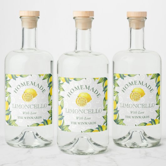 Étiquettes Pour Bouteilles De Liqueur Aquarelle Citrons siciliens Limoncello fait maison (Bouteilles)