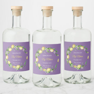 Étiquettes Pour Bouteilles De Liqueur Aquarelle Floral Citron Violet