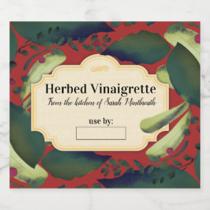 Étiquettes Pour Bouteilles De Liqueur Aquarelle herbes aromatisées vinaigre huile maison