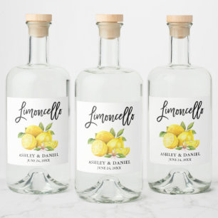 Étiquettes Pour Bouteilles De Liqueur Aquarelle Lemons Brush Script Limoncello