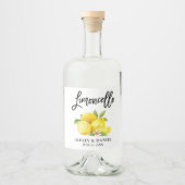 Étiquettes Pour Bouteilles De Liqueur Aquarelle Lemons Brush Script Limoncello (Devant)
