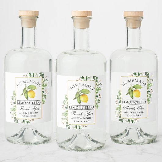 Étiquettes Pour Bouteilles De Liqueur Aquarelle Limoncello or citron (Bouteilles)