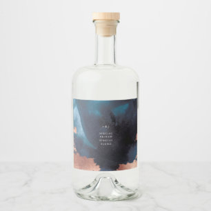 Étiquettes Pour Bouteilles De Liqueur Aquarelle Marine Blue Moody Rose Mariage or