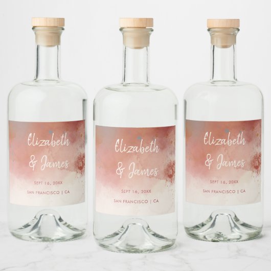 Étiquettes Pour Bouteilles De Liqueur Aquarelle moderne Terracotta Desert Boho Mariage (Bouteilles)